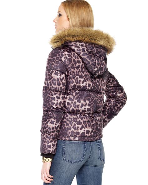 michael kors leopard print jacket|Michael Kors leopard puffer jacket.